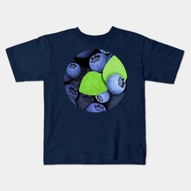 Blueberries Kids T-Shirt by KatherineBlowerDesigns